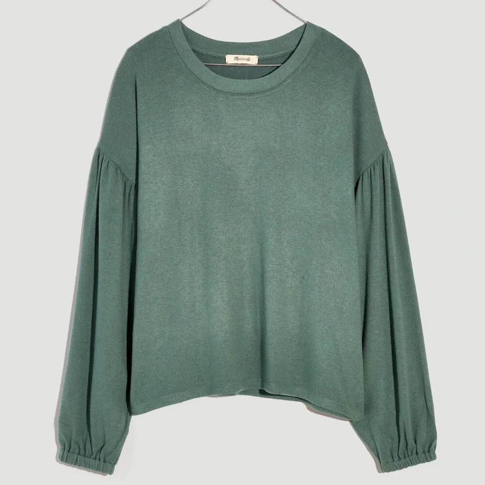 Madewell Dreamiest Knit Long-Sleeve Tee Size M Simply Sage Green Balloon Slv $68 - Picture 15 of 15
